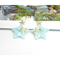 Serie Ocean Hanging Acrílico Sea Star Jewellry para niñas Pendientes de peces estrellas de acero inoxidable